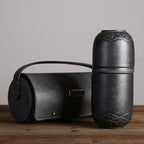 Ceramic Travel Tea Set with Black Clay Cups