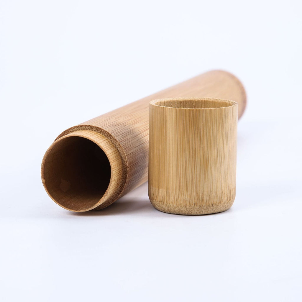Bamboo Toothbrush Case - Novelty Wooden Teeth Brush soft-bristle Bamboo Fibre Wooden Handle Bamboo Tube Charcoal Set