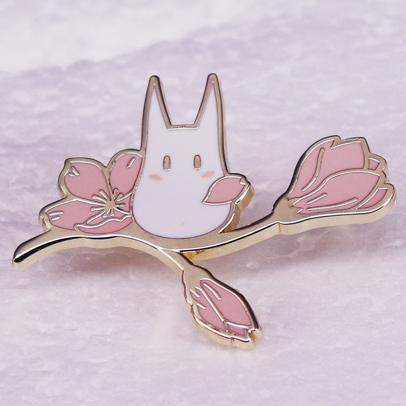 Cute Totoro Cherry Blossom Anime Brooch Accessory