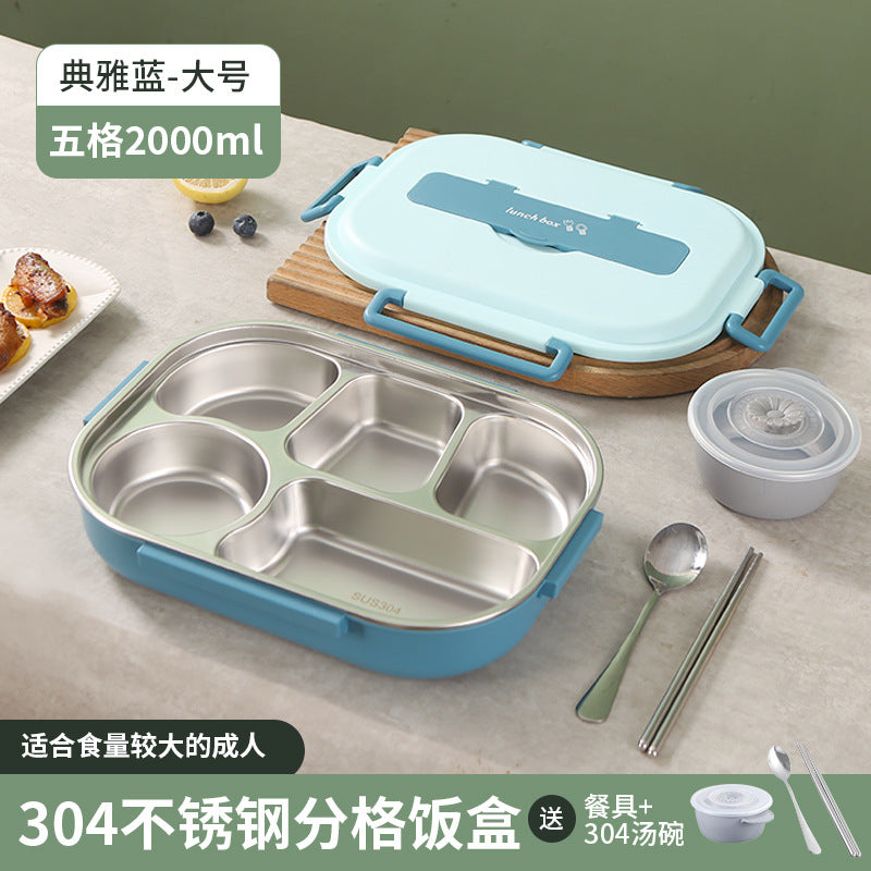 Stainless Steel Bento Box with Five Compartments