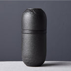 Ceramic Travel Tea Set with Black Clay Cups