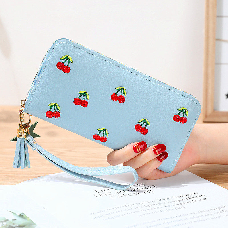 Cherry Embroidery Long Wallet in New Style