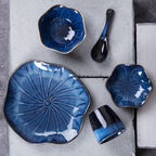 Japanese Ceramic Lotus Dinnerware Set