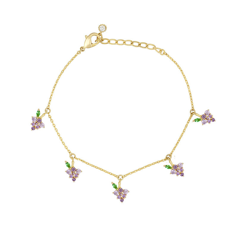 Color Zircon Cherry Peach Tropical Fruit Bracelet