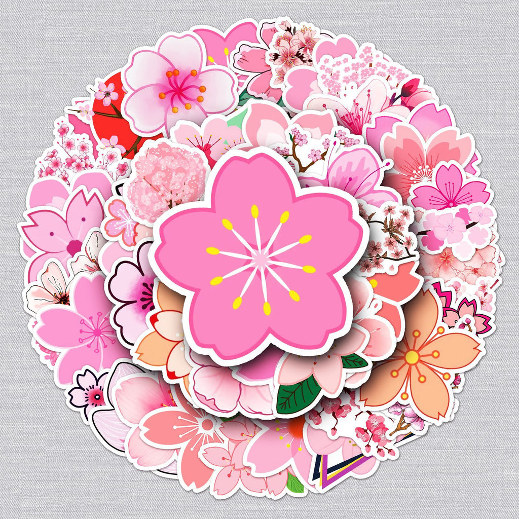 50 Cherry Blossom Graffiti Stickers for DIY Projects