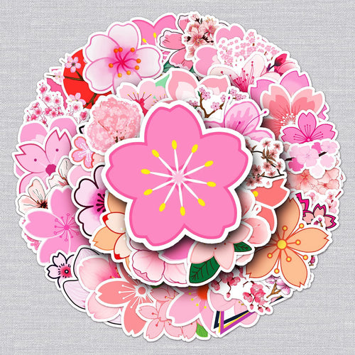 50 Cherry Blossom Graffiti Stickers for DIY Projects