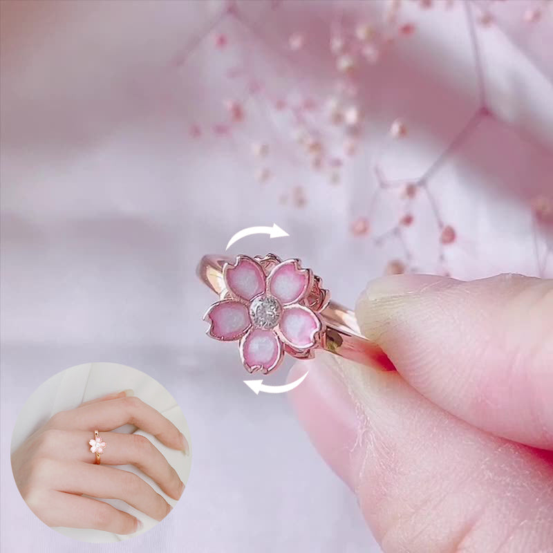 Rotatable Cherry Blossom Sweet Ring - Fidget Spinner Ring