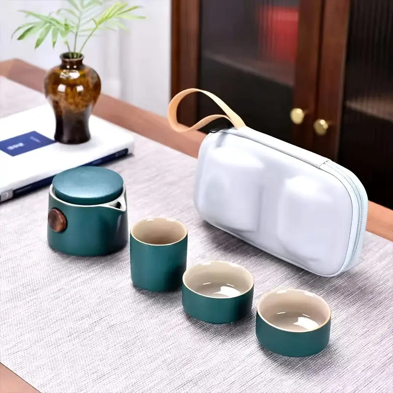 Portable Black Pottery Outdoor Japanese Tea Set Gift