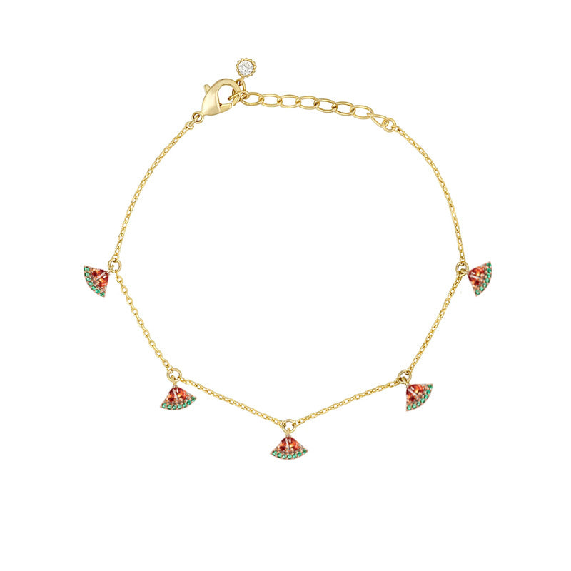 Color Zircon Cherry Peach Tropical Fruit Bracelet