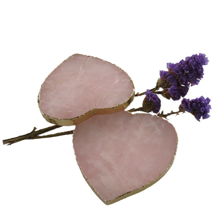 Japanese Natural Rose Quartz Coasters - Pink Crystal Set