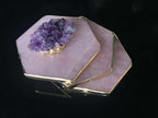 Japanese Natural Rose Quartz Coasters - Pink Crystal Set