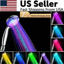 Load image into Gallery viewer, Handheld 7 Color Changing LED Light Water Bath Home Bathroom Shower Head Glow
