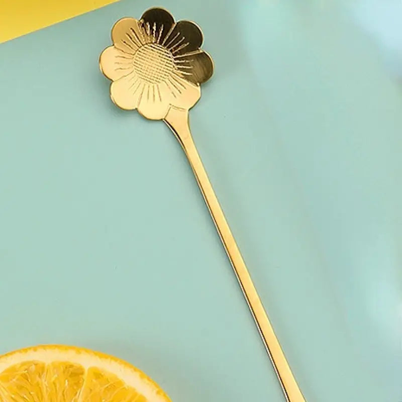Cherry Blossom Shaped Stainless Steel Dessert Spoon
