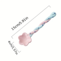 Cherry Blossom Shaped Long Handled Ceramic Spoon - Aesthetic Serving Spoon