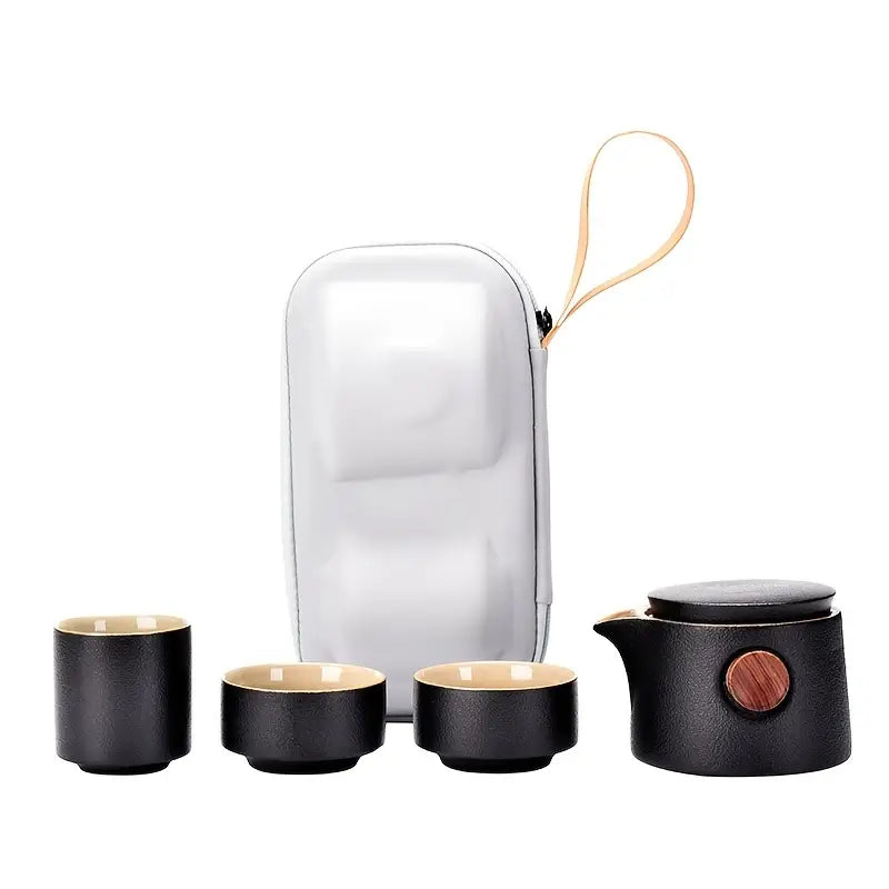 Portable Black Pottery Outdoor Japanese Tea Set Gift
