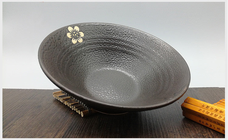 Japanese Traditional Ramen Bowl - Vintage Black Sakura Design