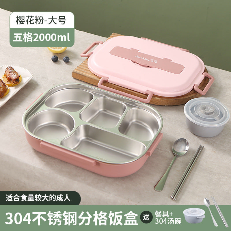 Stainless Steel Bento Box with Five Compartments