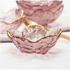 Nordic Gold Inlay Glass Sauce Bowl with Cherry Blossoms
