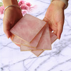 Japanese Natural Rose Quartz Coasters - Pink Crystal Set