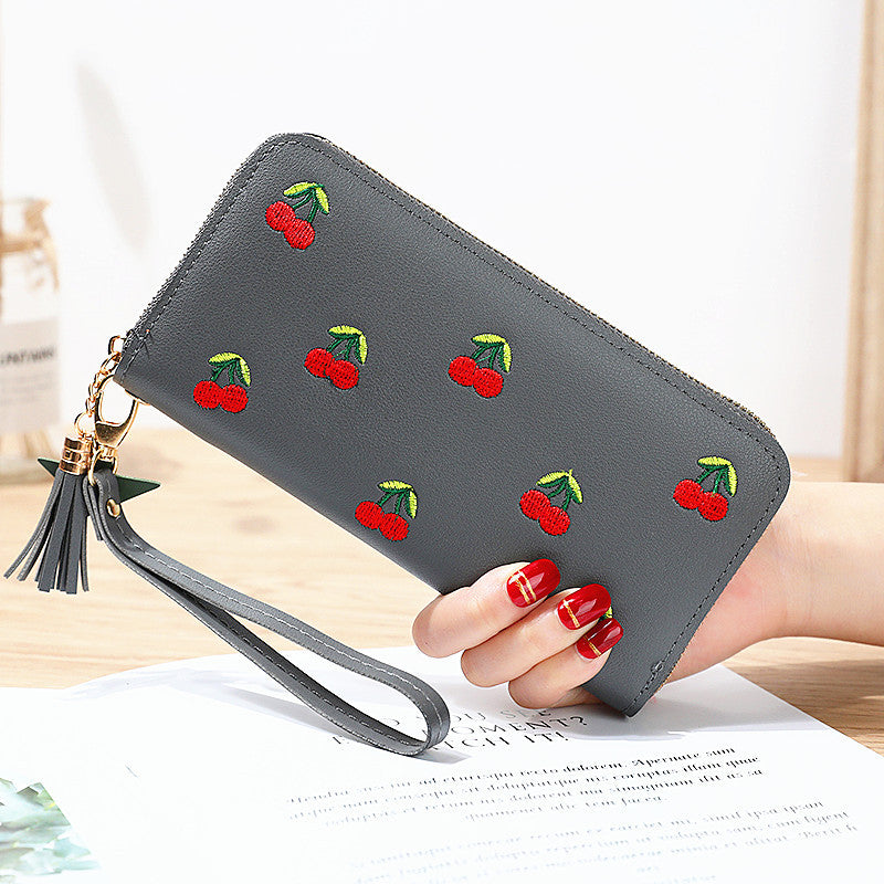 Cherry Embroidery Long Wallet in New Style