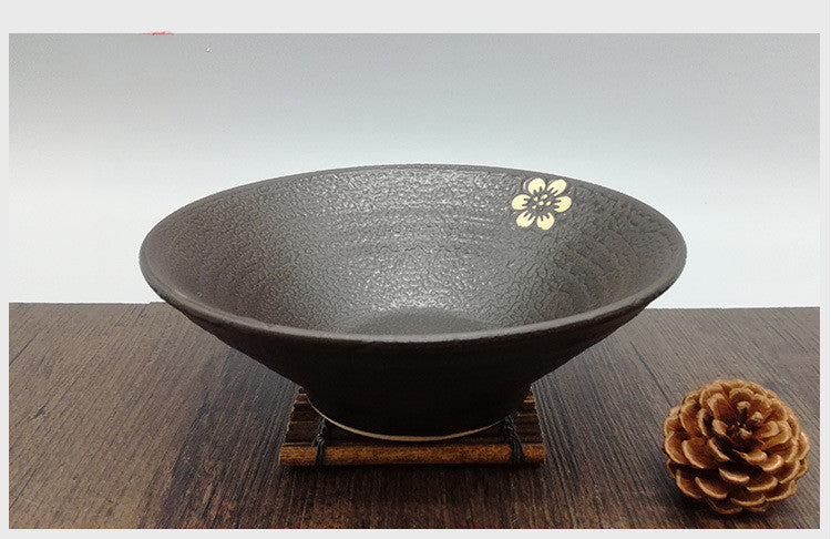 Japanese Traditional Ramen Bowl - Vintage Black Sakura Design