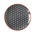 8 inch Plate Set - Traditional Japanese Wave Ripple Dinnerware - 4 Pieces