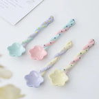 Cherry Blossom Shaped Long Handled Ceramic Spoon - Aesthetic Serving Spoon