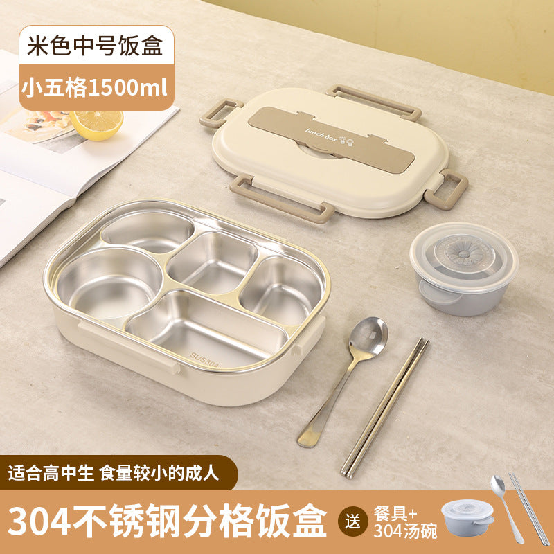 Stainless Steel Bento Box with Five Compartments