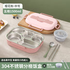 Stainless Steel Bento Box with Five Compartments