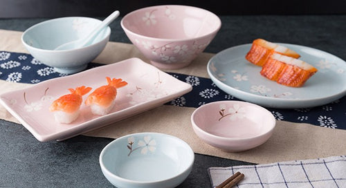 Bowls and Spoon Set - Japanese Cherry Blossom Dishware