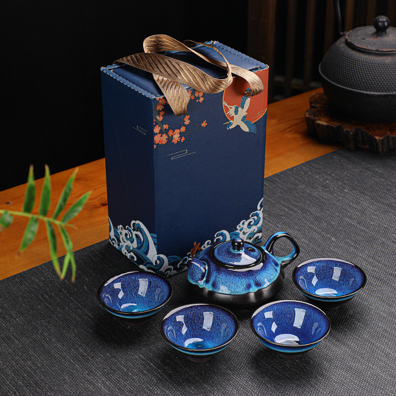 Traditional Blue Japanese Tea Set