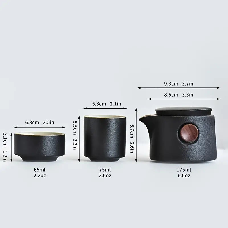 Portable Black Pottery Outdoor Japanese Tea Set Gift