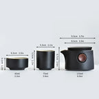 Portable Black Pottery Outdoor Japanese Tea Set Gift
