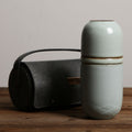 Ceramic Travel Tea Set with Black Clay Cups