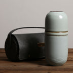 Ceramic Travel Tea Set with Black Clay Cups