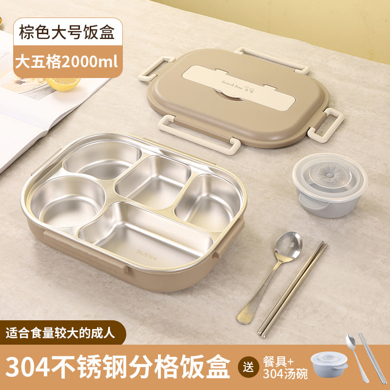 Stainless Steel Bento Box with Five Compartments