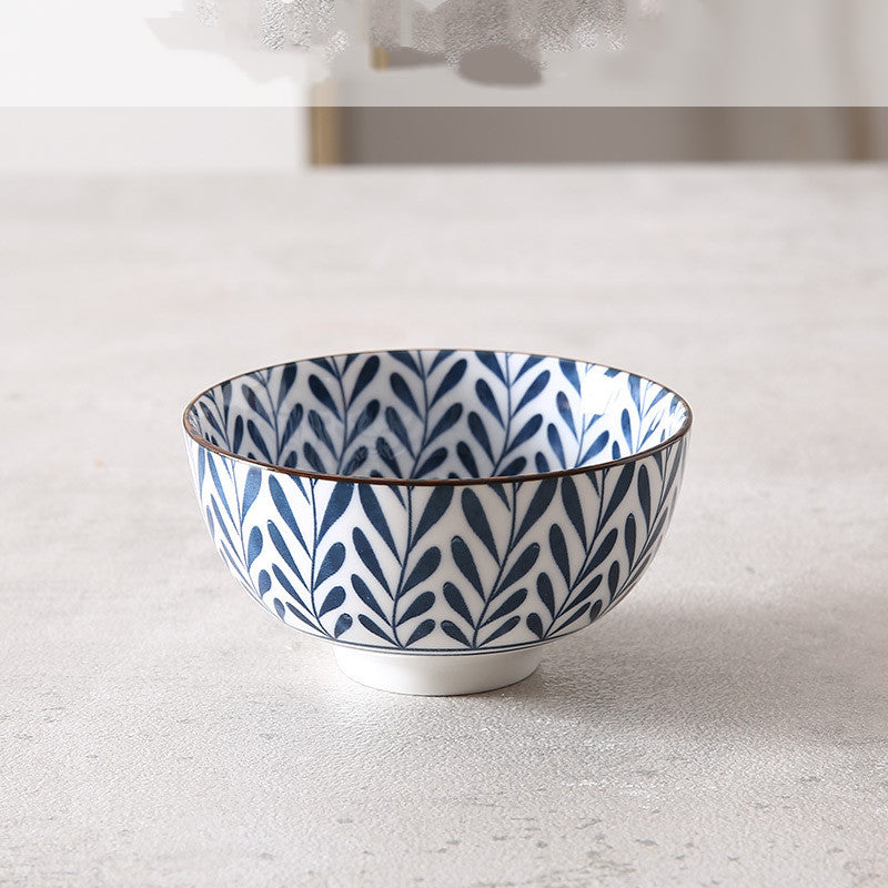 Japanese Traditional Blue Hand Painted Rice Bowls
