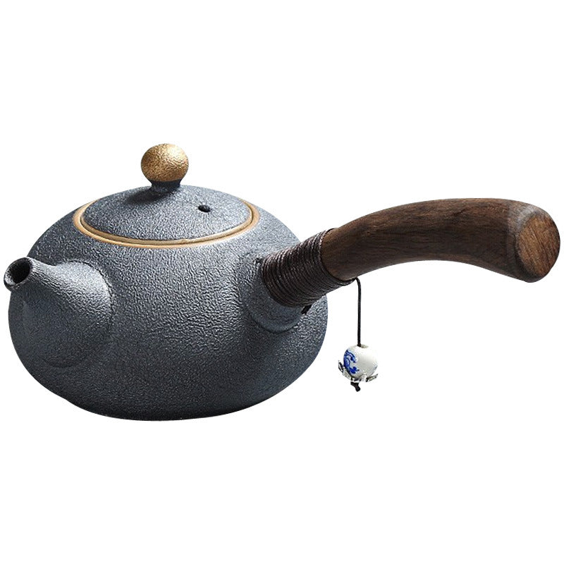 Ceramic Teapot with Ebony Handle for Japanese Tea Set
