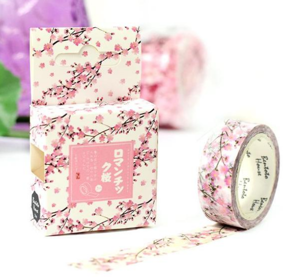 Washi Tape with Romantic Cherry Blossom Design for DIY