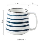 Japanese Large Hand Painted Traditional Blue Indigo Ceramic Mugs