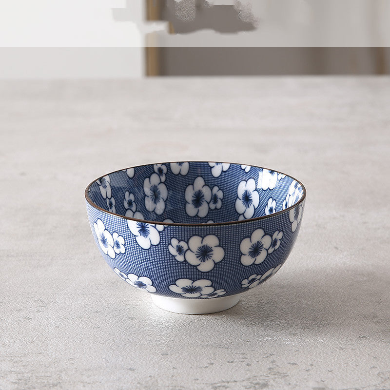 Japanese Traditional Blue Hand Painted Rice Bowls