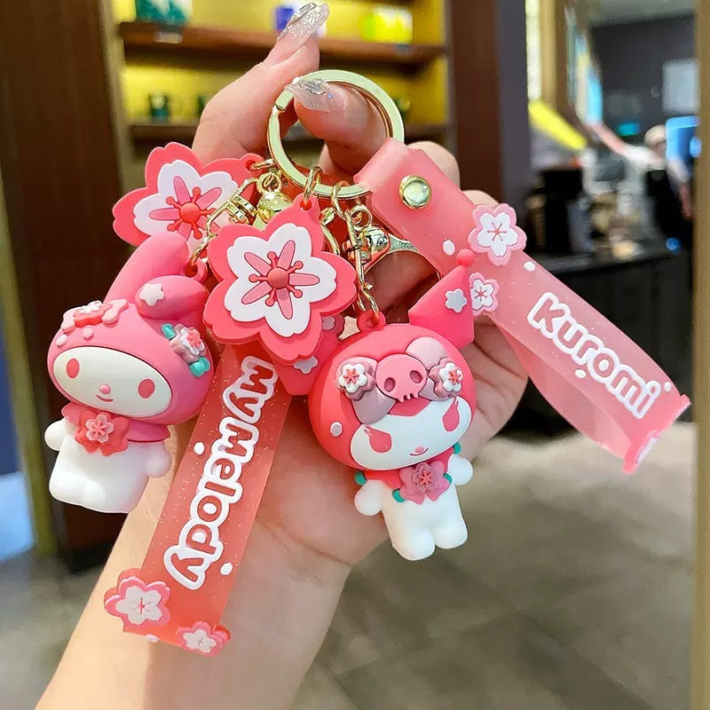 Pink Cherry Blossom Sanrio Cinnamoroll Keychain Decor Hello Kitty Accessory Keychain