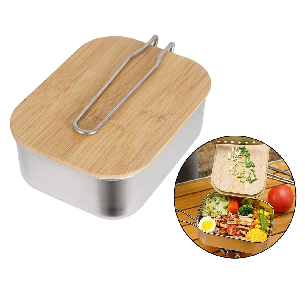 Bento Box with Bamboo Wood Cutting Board Lid