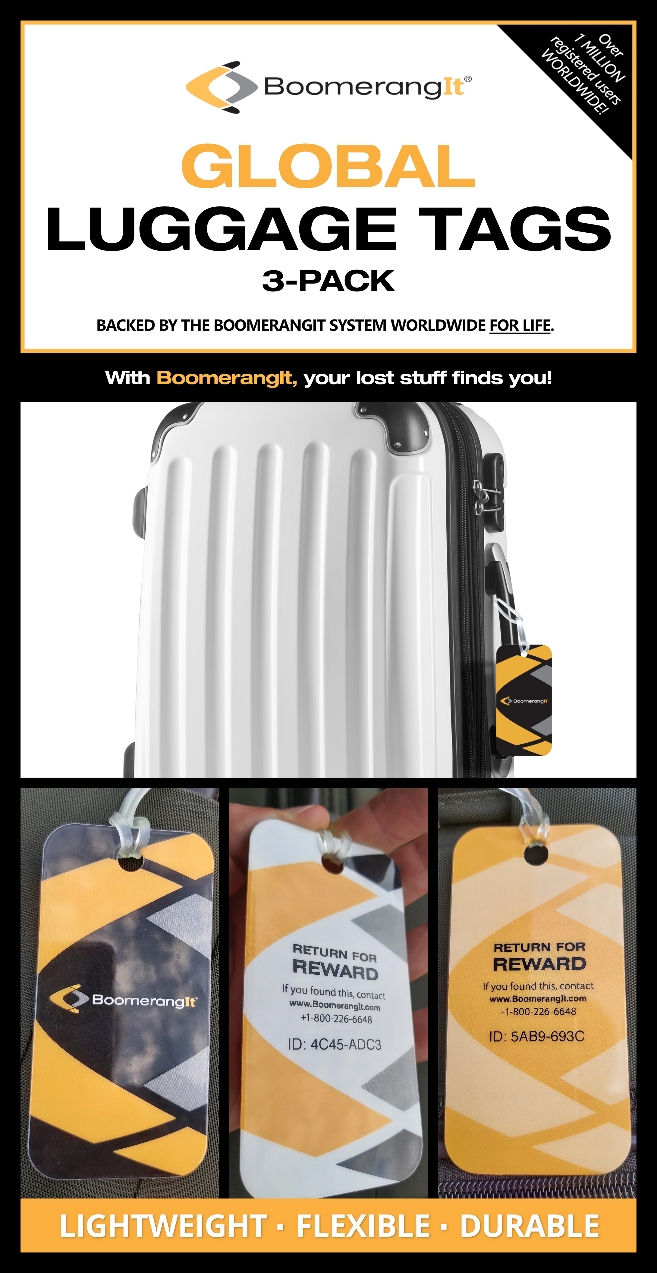 Lost luggage top bag tag